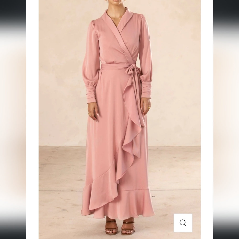 Shereen Wrap Front Satin Maxi Dress -muslim maxi dress -abaya veiled collection